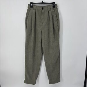 Madewell Corduroy Pants Womens Size 4 Green Pleated Tapered High Rise Boho